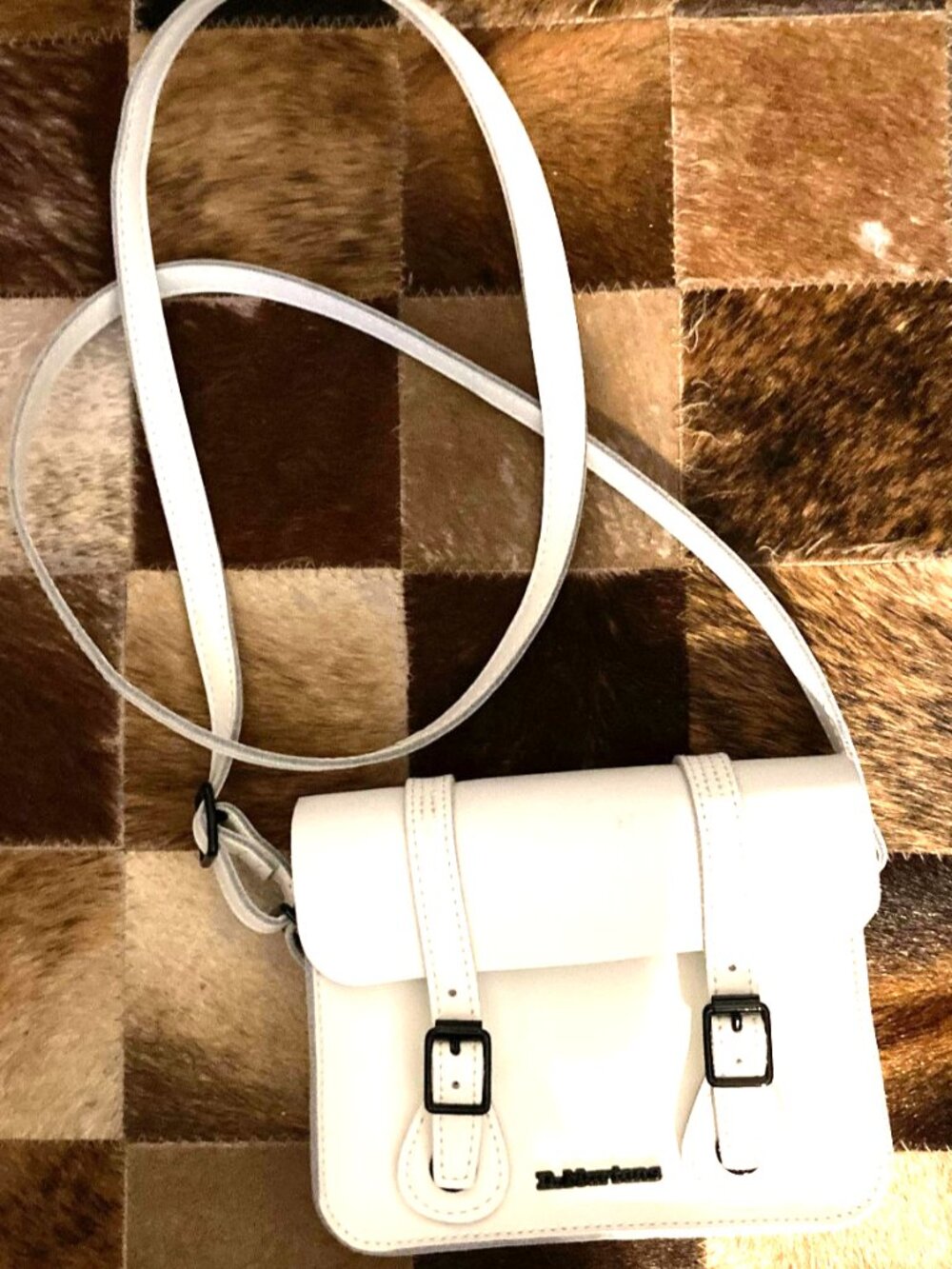 Dr. Martens White Leather Crossbody Bag Satchel Adjustable Strap NWOT